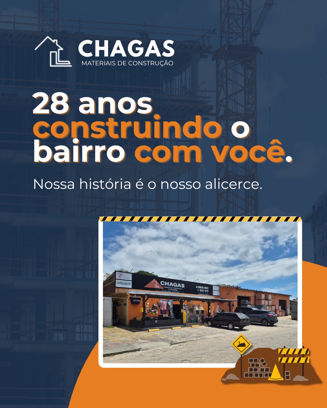 Fachada da loja Chagas Materiais de Construção